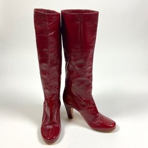 Rupert Sanderson Tall Red Leather Heeled Boots (sz 38 women’s)